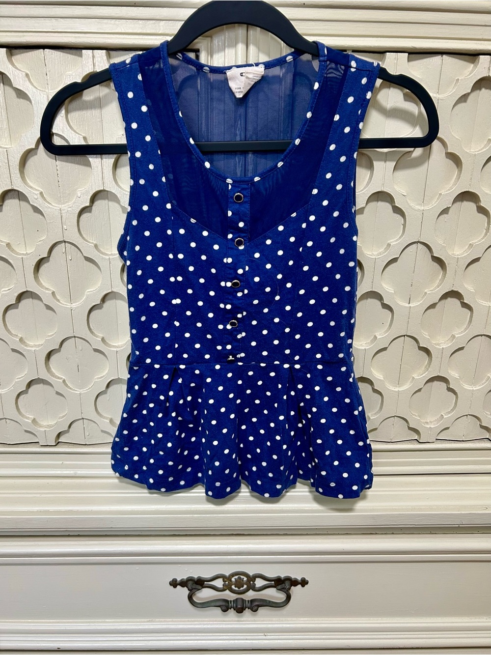 Pins & Needles Royal Blue and White Polka Dot Peplum Tank